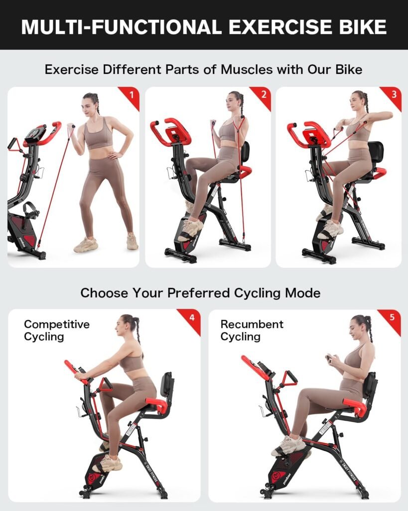 Woman exercising on stationary exercise bike at home – indoor cardio workout for weight loss and fitness