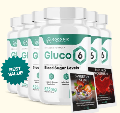 Gluco6 blood sugar support supplement bottle displayed on a wooden table. Natural formula designed to help balance glucose levels, improve energy, and support metabolic health. Perfect for individuals seeking a plant-based solution to manage blood sugar naturally.