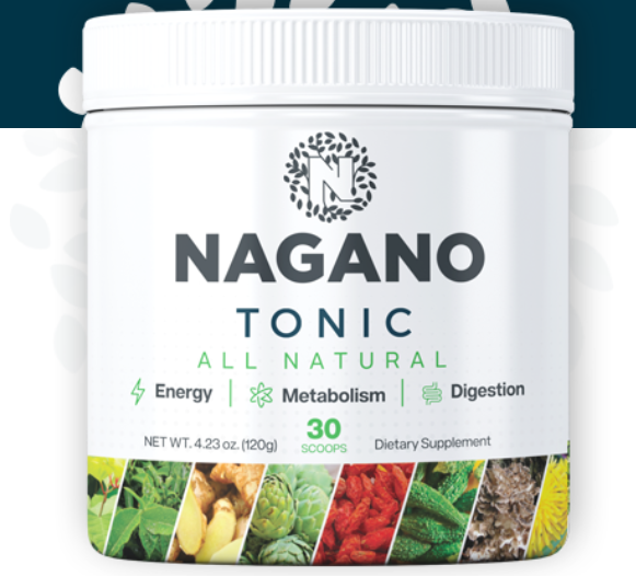 Negano Tonic dietary supplement bottle featuring natural weight loss formula. Herbal tonic designed to boost metabolism, reduce belly fat, and increase energy. Ideal for men and women looking for a powerful fat-burning solution with organic ingredients.