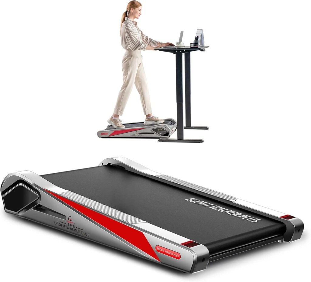 Woman running on compact treadmill at home – indoor cardio workout for small spaces and weight loss